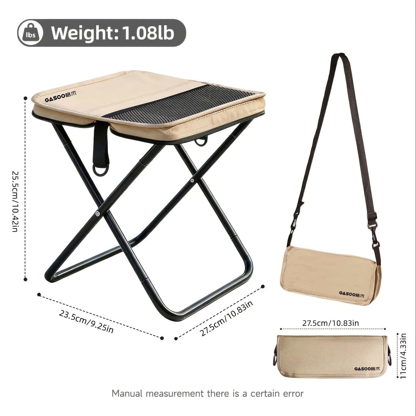 Portable Folding Camping Stool With Storage Bag, Lightweight Foldable Backpack Style Small Camp Chair, Heavy Duty Collapsible Mazar Stool For Camping Fishing Travel Hiking, 3 Colors Available